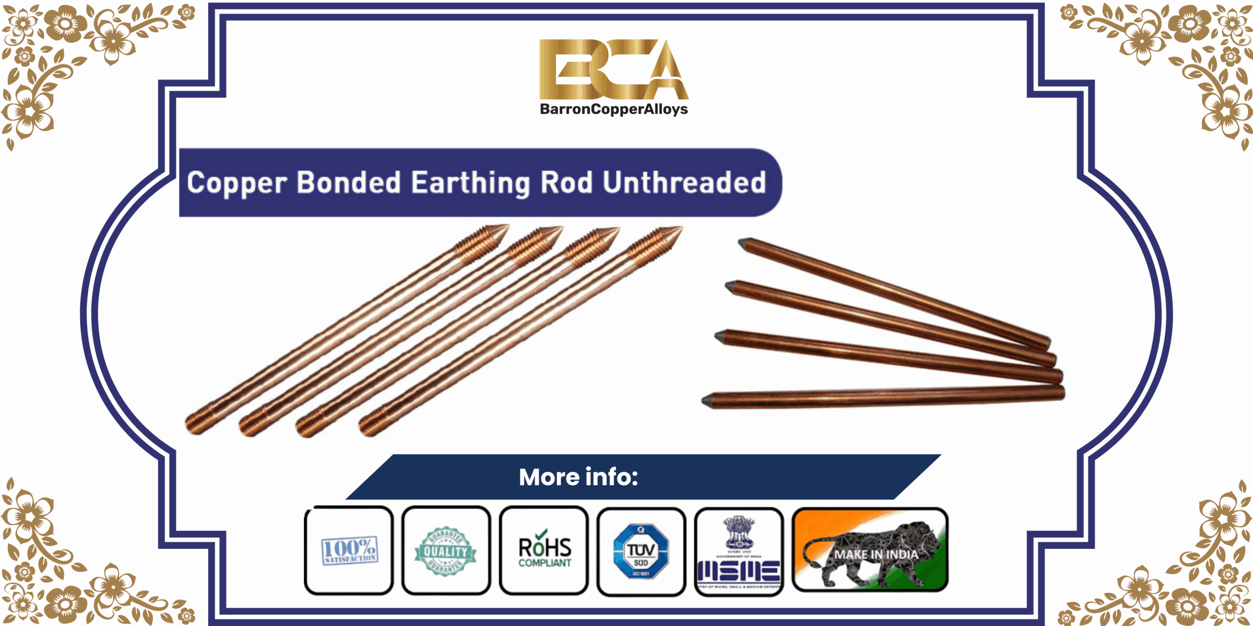 Copper Bonded Earthing Rod Unthreaded