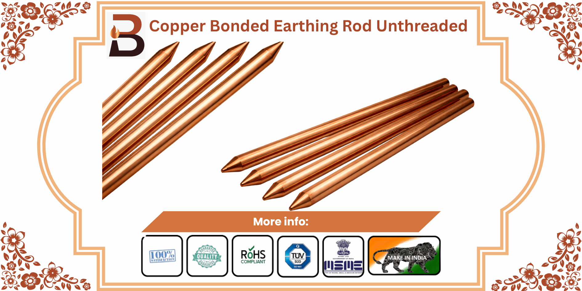 Copper Bonded Earthing Rod Unthreaded